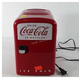 Coca-cola mini fridge, works, 7" x 9.5" x 10"