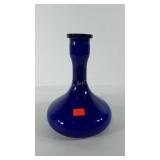 Blown cased glass cobalt blue vase, 12"