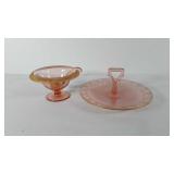 Glassware, includes pink glass with gold trim