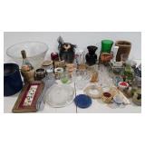 Glassware, Jagermeister shot glasses, candles,