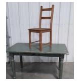 Modern Farm type Table and one mismatched Chair,