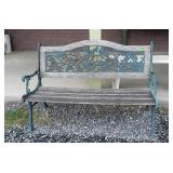 Park Bench, iron legs with floral back rest