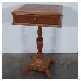 Accent pedestal table, single drawer, 17x15x30,