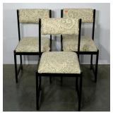 Three wood framed chairs with reupholstering