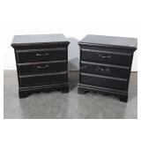 Pair of Nightstands with 2 Drawers, black color,