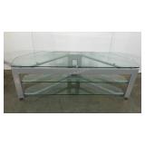 Three tiered glass tv stand. 58"×19"×20". Seller