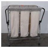 Laundry sorter hamper stand, three canvas bags