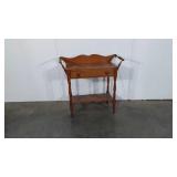 Early single drawer washstand, turned legs and