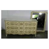 French provincial nine drawer dresser with