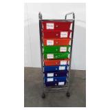 Ten poly drawer organizer on wheels, 13x15x38,