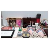 Group of: lighted wall sconces,  articles of