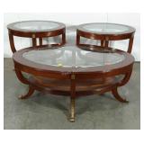 Three pieces. Coffee table and matching end