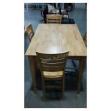 High table and four stool in aural color. Table