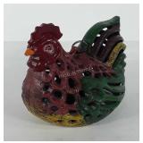 Cast iron chicken lantern, 9"