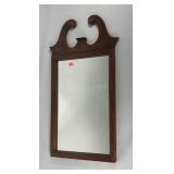 Mahogany framed mirror, has hardware on side to