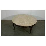 Marble topped coffee table, 38" diameter, seller