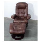 Lane Furniture, brown leather easy Room swivel