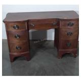 Mahogany Knee Hole Desk, 3 Bow front drawers to