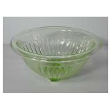 Green depression glass bowl, 9"