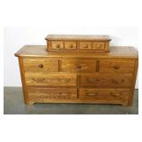 Heavy oak seven drawer dresser with two drawer