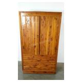 Cedar wardrobe with hanging rod and mirror. No