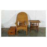 Wicker group, includes chair, side table and
