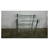 Glass and stainless serving table, needs cleaned,