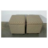 Pair of upholstered storage ottomans.