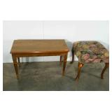 Piano bench, upholstered stool, wear as shown