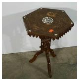 Accent table, mother of pearl inlay, 10" tall