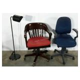 Two office chairs and a reading light