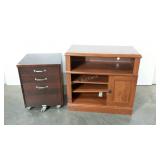 Two pieces. Tv stand with component shelving and