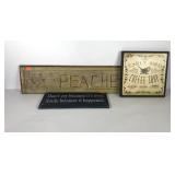Wood decor signs, 5 cent Peaches 38x9, Don