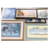 Wall art, six pictures, florals, impressionist