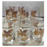 Rimmed glassware with leaf pattern, 3 size