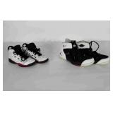 2 pairs of Nike Jordan shoes. One pair is size 6Y