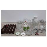 Glassware, plant caddy, mugs, ashtrays, sundae