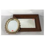 Mirrors, ornate oval 14x18 and early wide framed