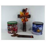 Holiday group, Thanksgiving decor cross, two
