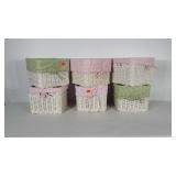 Storage baskets with pink and green gingham