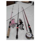 3 fishing rods. Two are 5