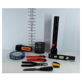 Miscellaneous tools, flashlight, painters tape,