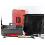Contico poly toolbox and contents, 21" × 13" ×