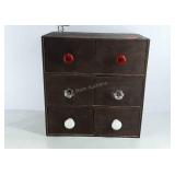 Wooden tool box and contents, 12" × 7" × 12.5"