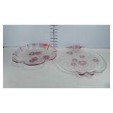 Pink tinted floral platters