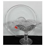 Glass platter 14" and Imperial pedestal bowl 10"