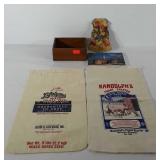 Advertising group, includes wooden Whitman box,