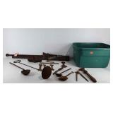 Tools, blacksmith smelting ladle, large hinges,