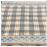 Vintage plaid blanket with floral edge, some age