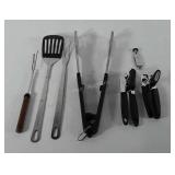 Kitchenwares, includes grilling utensils and can